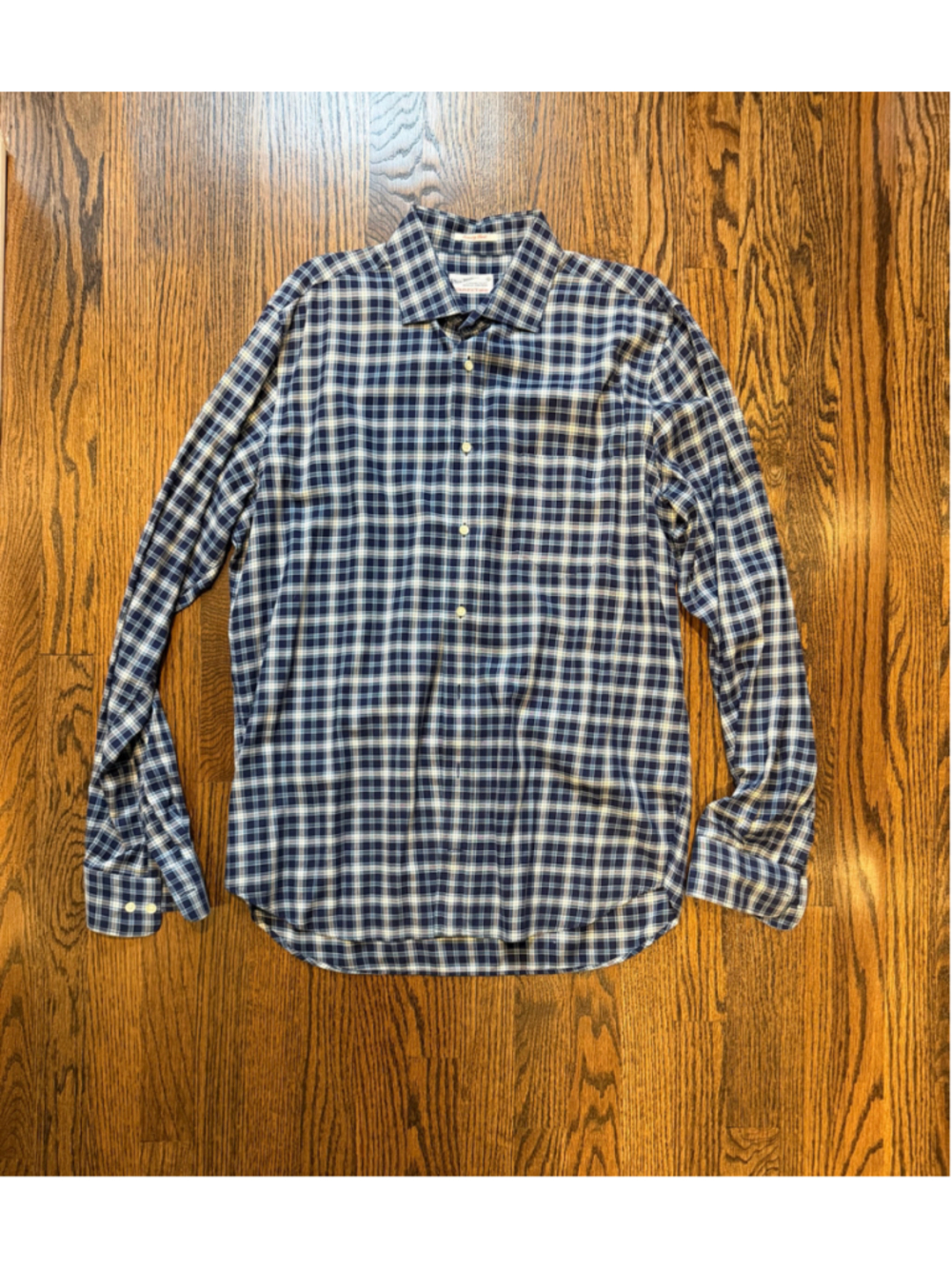 GANT Rugger Luxury Twill Navy Plaid Long Sleeve Shirt Men’s Large